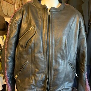 Milwaukee leather black leather jacket w zip out liner& Phoenix on back
